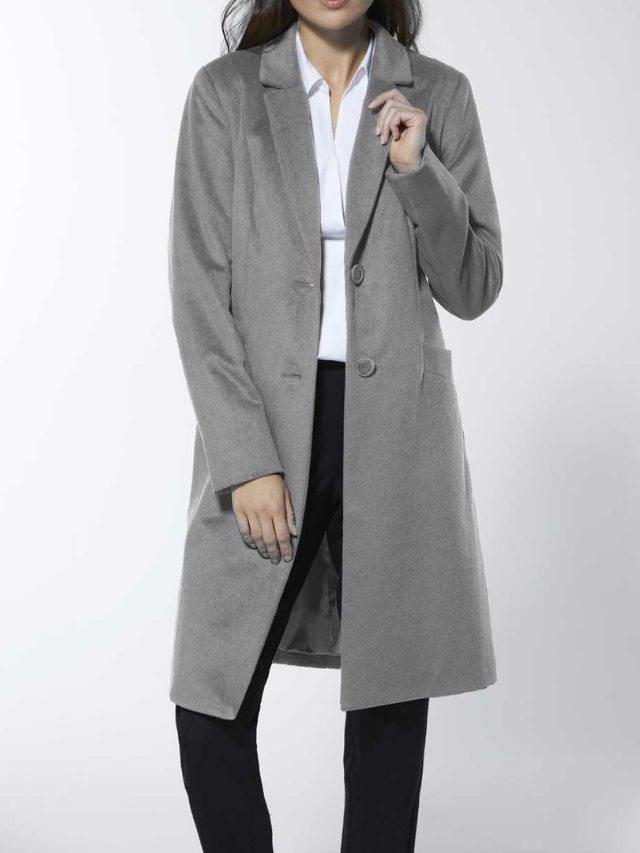 Vlnený kabát Création L, šedý